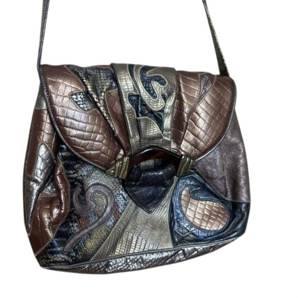 Sharif vintage Elle skin patchwork genuine leather bag multicolored